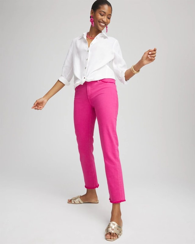 Girlfriend Frayed Cropped Jeans - image 1